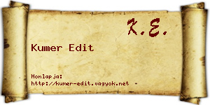 Kumer Edit névjegykártya